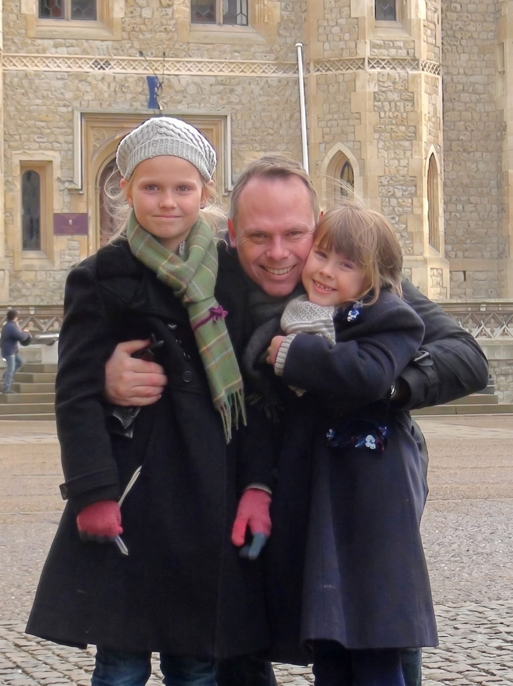 Lauren Brook and Madeleine Brook with their father, Paul Gardner Brook